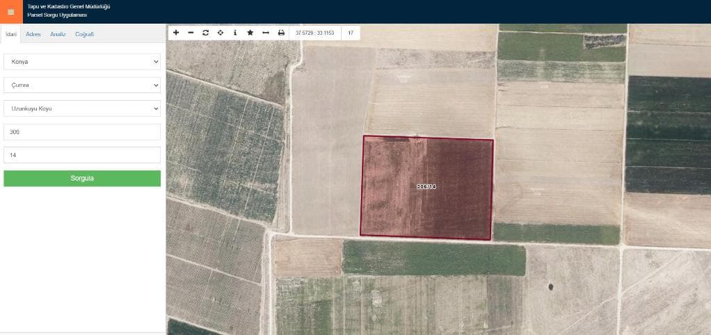 ÇUMRA UZUNKUYU KÖYÜ'NDE SATILIK 11489/50648 HİSSELİ TARLA (C-227)