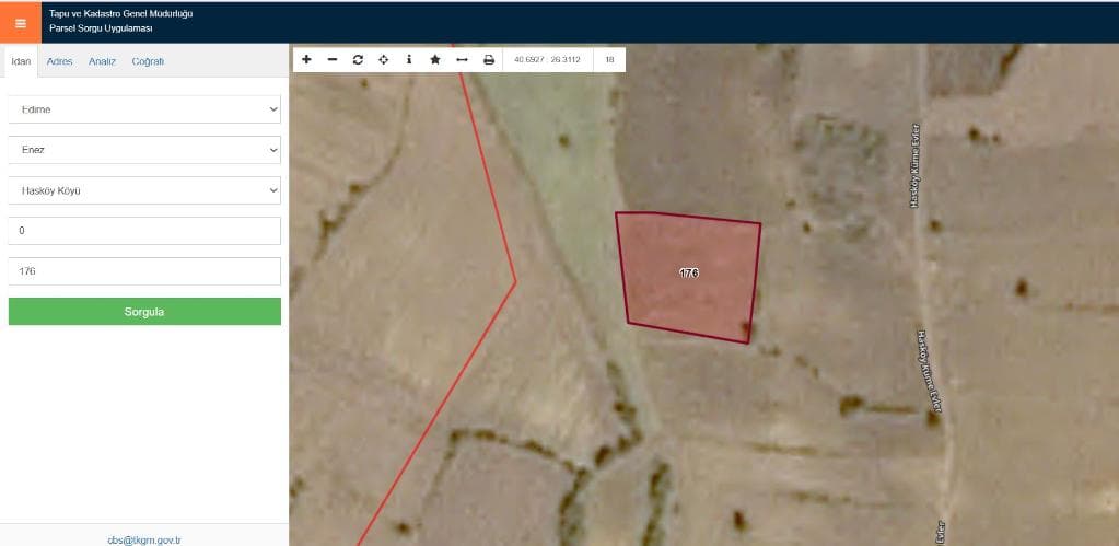 ENEZ HASKÖY'DE SATILIK TARLA (R-1689)