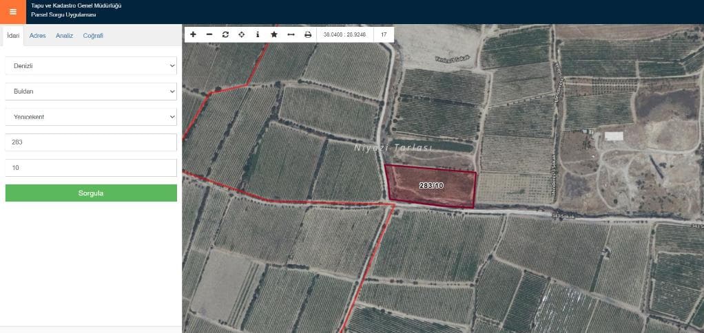 BULDAN YENİCEKENT MAHALLESİ'NDE SATILIK TARLA (R-1745)